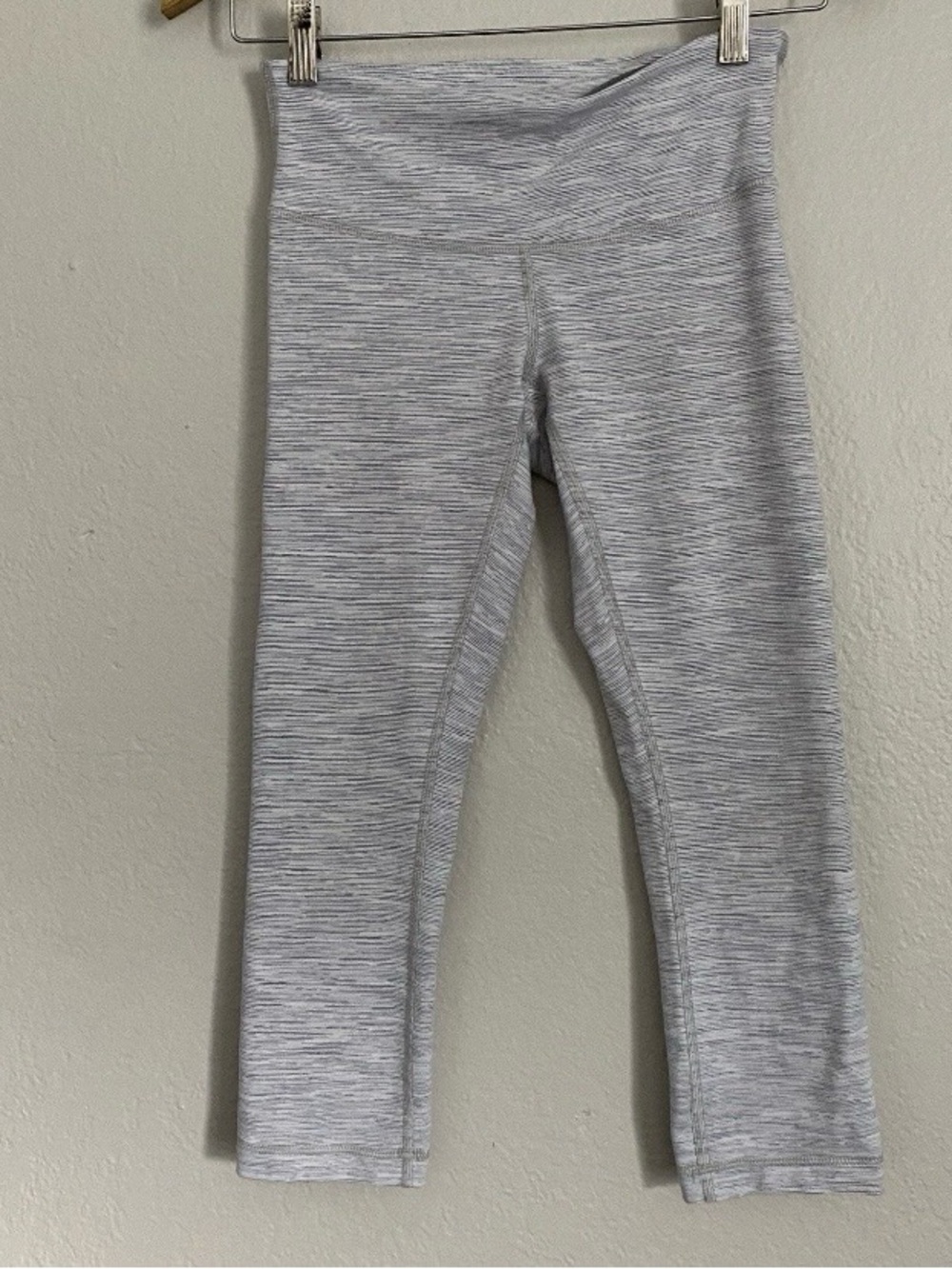 Lululemon Wunder Under 21" Crop Leggings Women's 4 Gray Space Dye Stripe Running